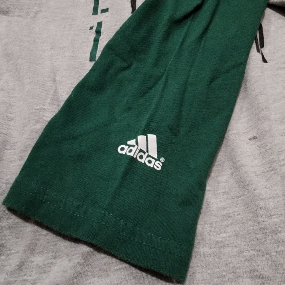 Adidas Gray with green sleeves baseball raglan 3/4 long sleeve shirt Size M - Picture 5 of 10